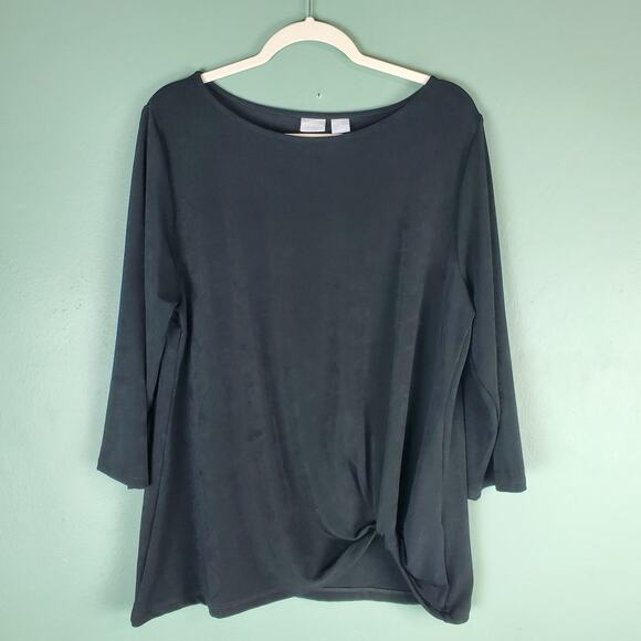 Chico's Travelers Black Knot Front Travel Knit Top Size 3 or US 16/18 - Picture 1 of 6